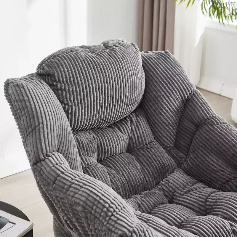 Sillón reclinable ergonómico con otomana para sala de estar y espacios pequeños - Estructura de acero y bolsillo lateral sofá reclinable