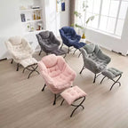 Sillón reclinable ergonómico con otomana para sala de estar y espacios pequeños - Estructura de acero y bolsillo lateral sofá reclinable