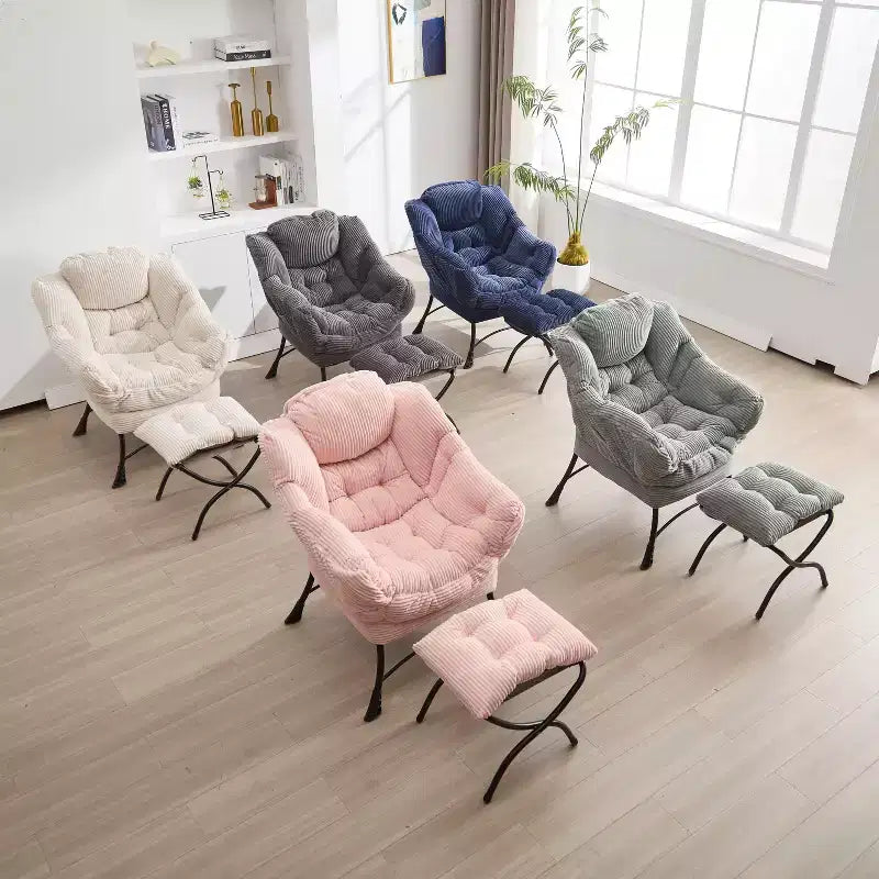Sillón reclinable ergonómico con otomana para sala de estar y espacios pequeños - Estructura de acero y bolsillo lateral sofá reclinable