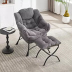 Sillón reclinable ergonómico con otomana para sala de estar y espacios pequeños - Estructura de acero y bolsillo lateral sofá reclinable
