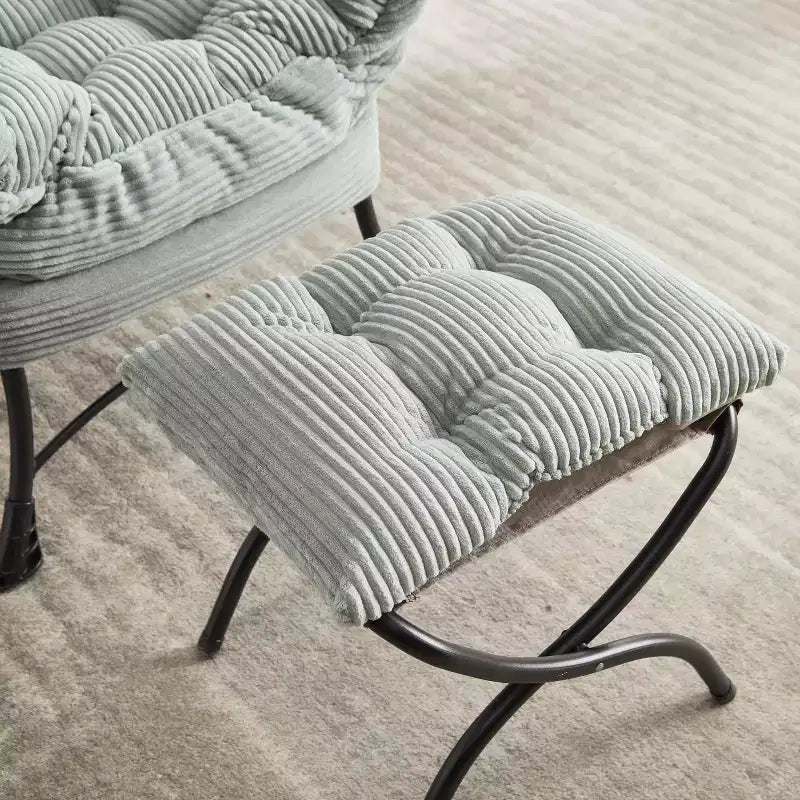 Sillón reclinable ergonómico con otomana para sala de estar y espacios pequeños - Estructura de acero y bolsillo lateral sofá reclinable