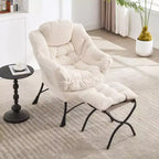 Sillón reclinable ergonómico con otomana para sala de estar y espacios pequeños - Estructura de acero y bolsillo lateral sofá reclinable