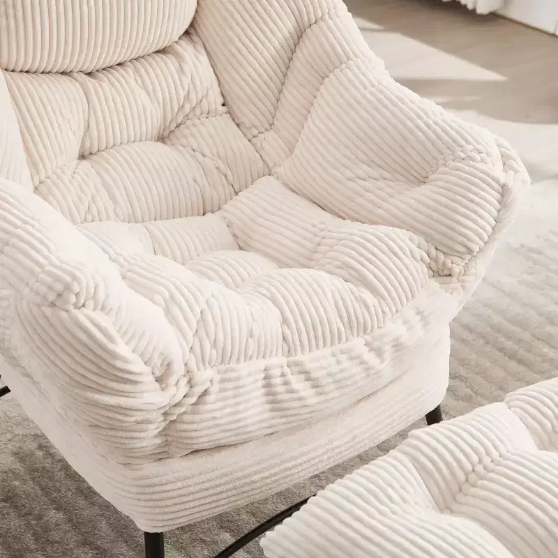 Sillón reclinable ergonómico con otomana para sala de estar y espacios pequeños - Estructura de acero y bolsillo lateral sofá reclinable