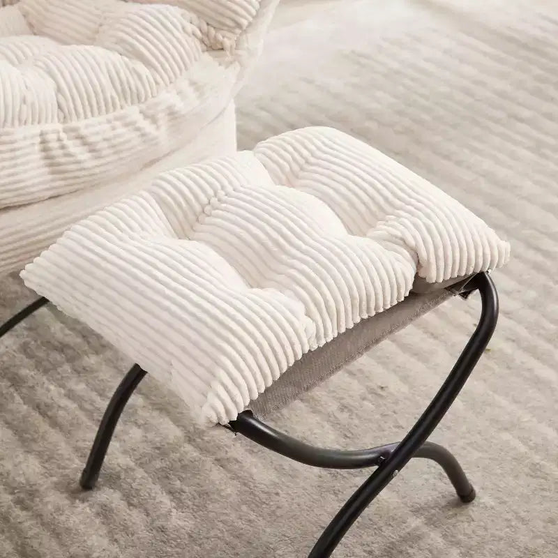 Sillón reclinable ergonómico con otomana para sala de estar y espacios pequeños - Estructura de acero y bolsillo lateral sofá reclinable