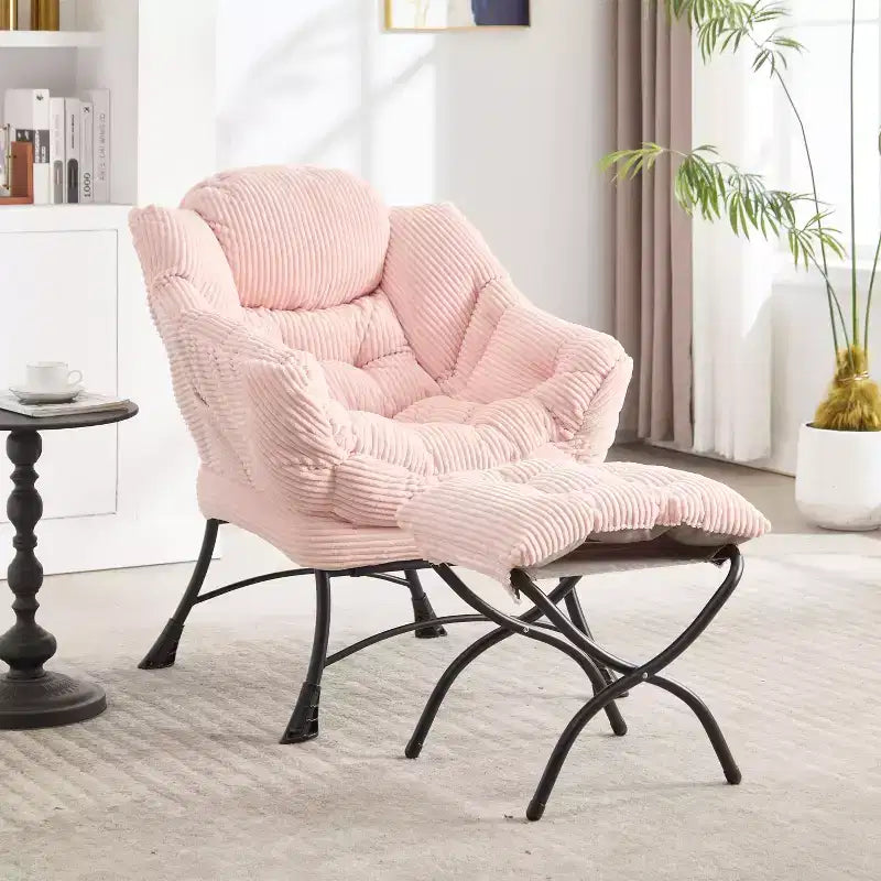 Sillón reclinable ergonómico con otomana para sala de estar y espacios pequeños - Estructura de acero y bolsillo lateral sofá reclinable