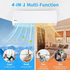 Karl Home 2-Zone 38000 BTU 20 SEER2 Mini Split Air Conditioner with Heat Pump (18K+24K)