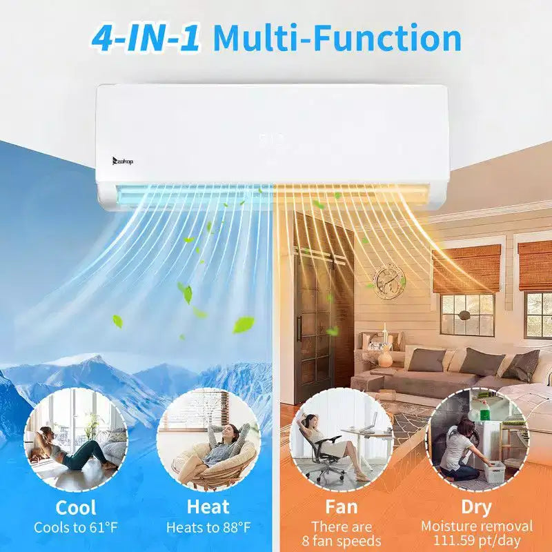 Karl Home 2-Zone 38000 BTU 20 SEER2 Mini Split Air Conditioner with Heat Pump (18K+18K)
