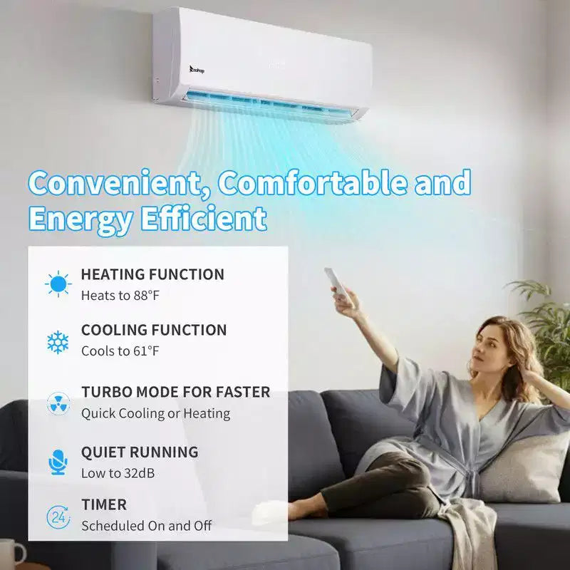 Karl Home 2-Zone 38000 BTU 20 SEER2 Mini Split Air Conditioner with Heat Pump (18K+18K)