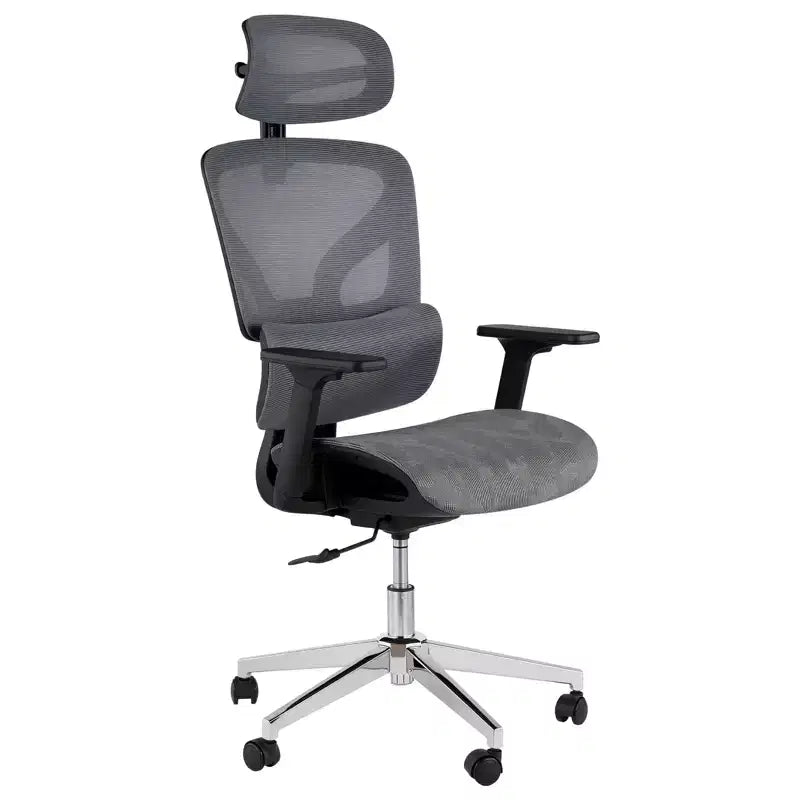 Silla de oficina ergonómica de malla con reposabrazos 4D Soporte lumbar dinámico Respaldo alto reclinable Asiento deslizante Reposacabezas Ruedas silenciosas para estudio en casa y juegos