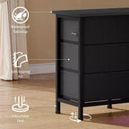 Cómoda de Madera con 5 Cajones, 10 Cajones de Tela, Mueble Robusto, Soporte para TV, para Sala de Estar, Dormitorio