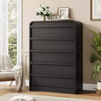Cómoda moderna de 5 cajones con diseño de arco y borde curvo, mueble independiente para comedor, dormitorio o sala de estar