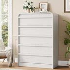 Cómoda moderna de 5 cajones con diseño de arco y borde curvo, mueble independiente para comedor, dormitorio o sala de estar