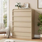 Cómoda moderna de 5 cajones con diseño de arco y borde curvo, mueble independiente para comedor, dormitorio o sala de estar