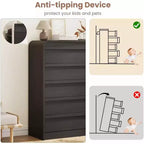 Cómoda moderna de 5 cajones con diseño de arco y borde curvo, mueble independiente para comedor, dormitorio o sala de estar