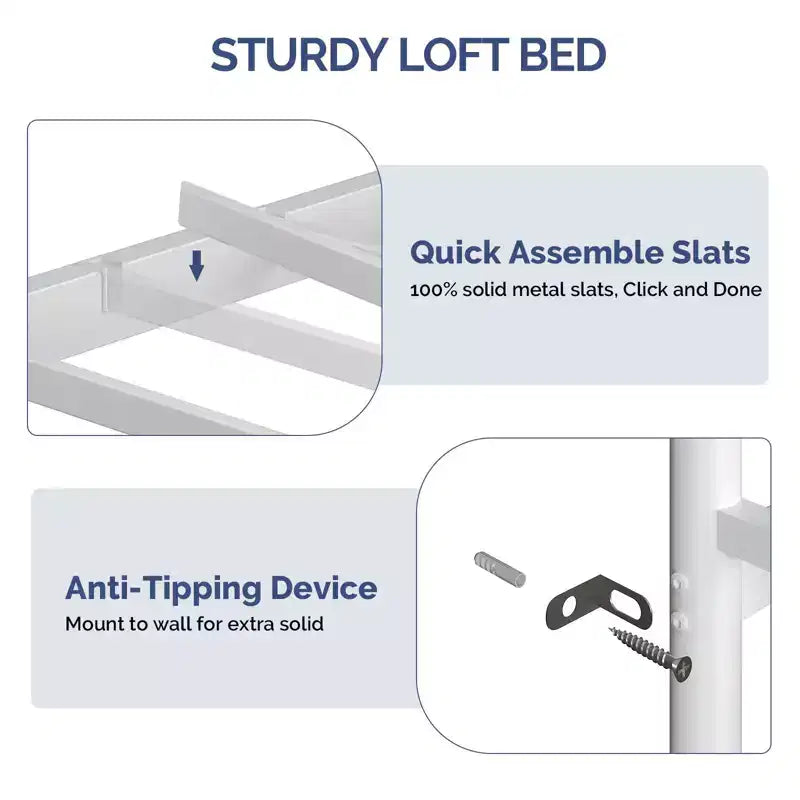 Karl Home Cama alta individual negra con escritorio, litera con 7 cajones de almacenamiento y luz LED