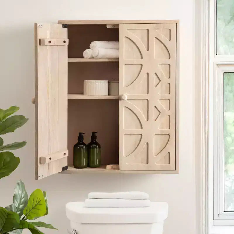 Armario de pared de madera Kate y Laurel Galliene, 22x7x28 blanqueado