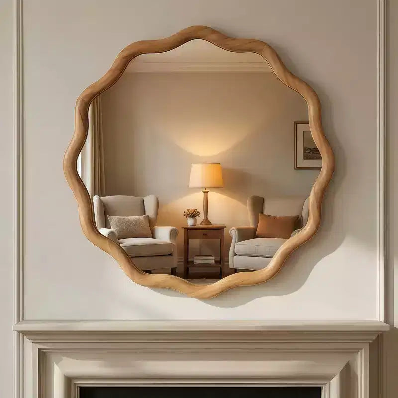 GDFStudio Arlena Espejo decorativo con marco de madera maciza ondulado de 24 pulgadas