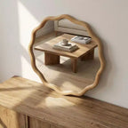 GDFStudio Arlena Espejo decorativo con marco de madera maciza ondulado de 24 pulgadas