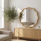 GDFStudio Arlena Espejo decorativo con marco de madera maciza ondulado de 24 pulgadas