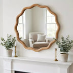 GDFStudio Arlena Espejo decorativo con marco de madera maciza ondulado de 24 pulgadas