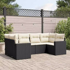 vidaXL Juego de sofás de jardín de 6 piezas negro, blanco crema