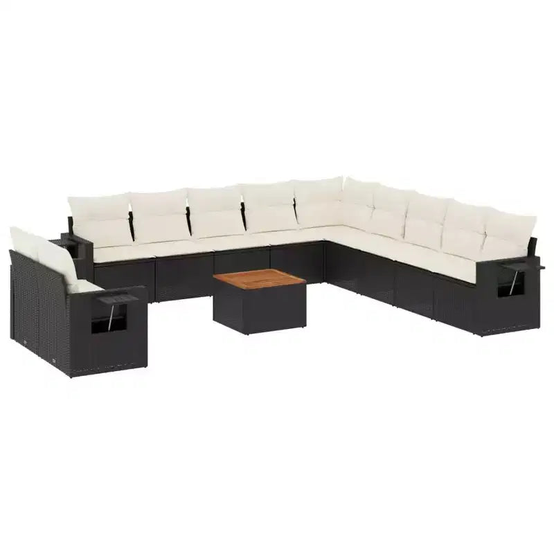 vidaXL Garden Sofa Set Black, Cream white