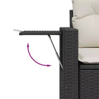 vidaXL Sofá de jardín Negro, Blanco crema