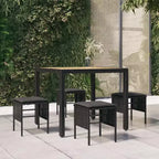 vidaXL Juego de 4 taburetes de jardín pequeños modulares de ratán sintético negro