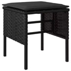 vidaXL Juego de 4 taburetes de jardín pequeños modulares de ratán sintético negro