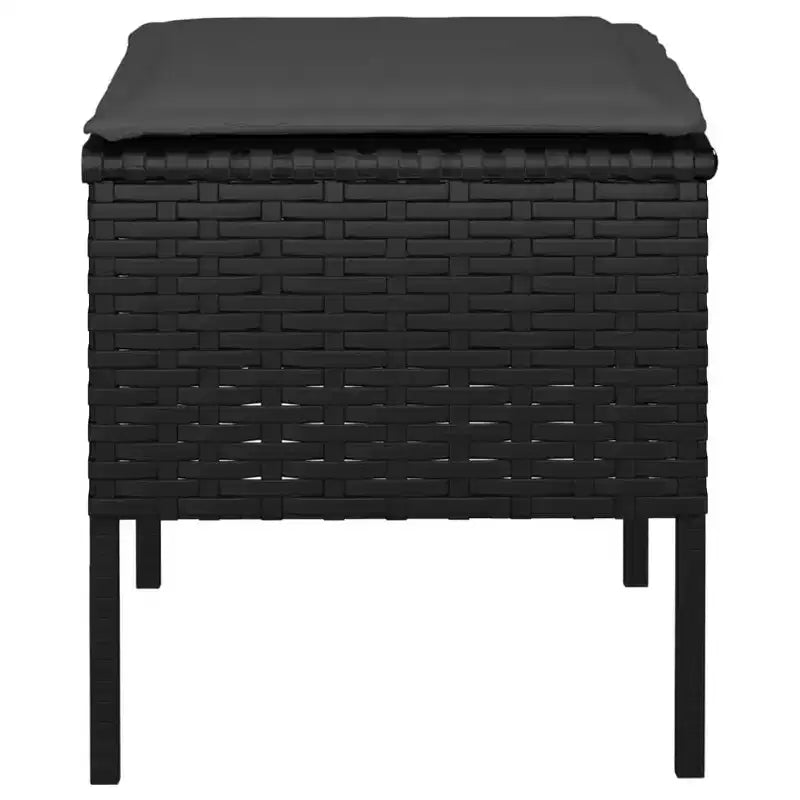 vidaXL Juego de 4 taburetes de jardín pequeños modulares de ratán sintético negro