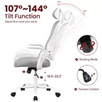 Silla de oficina ergonómica de malla de respaldo alto JIONJOY - Reposacabezas ajustable, reposabrazos abatibles, respaldo de malla transpirable, silla giratoria para el hogar y la oficina