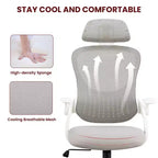 Silla de oficina ergonómica de malla de respaldo alto JIONJOY - Reposacabezas ajustable, reposabrazos abatibles, respaldo de malla transpirable, silla giratoria para el hogar y la oficina
