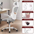 Silla de oficina ergonómica de malla de respaldo alto JIONJOY - Reposacabezas ajustable, reposabrazos abatibles, respaldo de malla transpirable, silla giratoria para el hogar y la oficina
