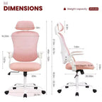 Silla de oficina ergonómica de malla de respaldo alto JIONJOY - Reposacabezas ajustable, reposabrazos abatibles, respaldo de malla transpirable, silla giratoria para el hogar y la oficina