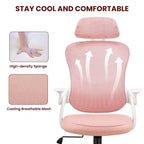 Silla de oficina ergonómica de malla de respaldo alto JIONJOY - Reposacabezas ajustable, reposabrazos abatibles, respaldo de malla transpirable, silla giratoria para el hogar y la oficina