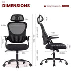 Silla de oficina ergonómica de malla de respaldo alto JIONJOY - Reposacabezas ajustable, reposabrazos abatibles, respaldo de malla transpirable, silla giratoria para el hogar y la oficina