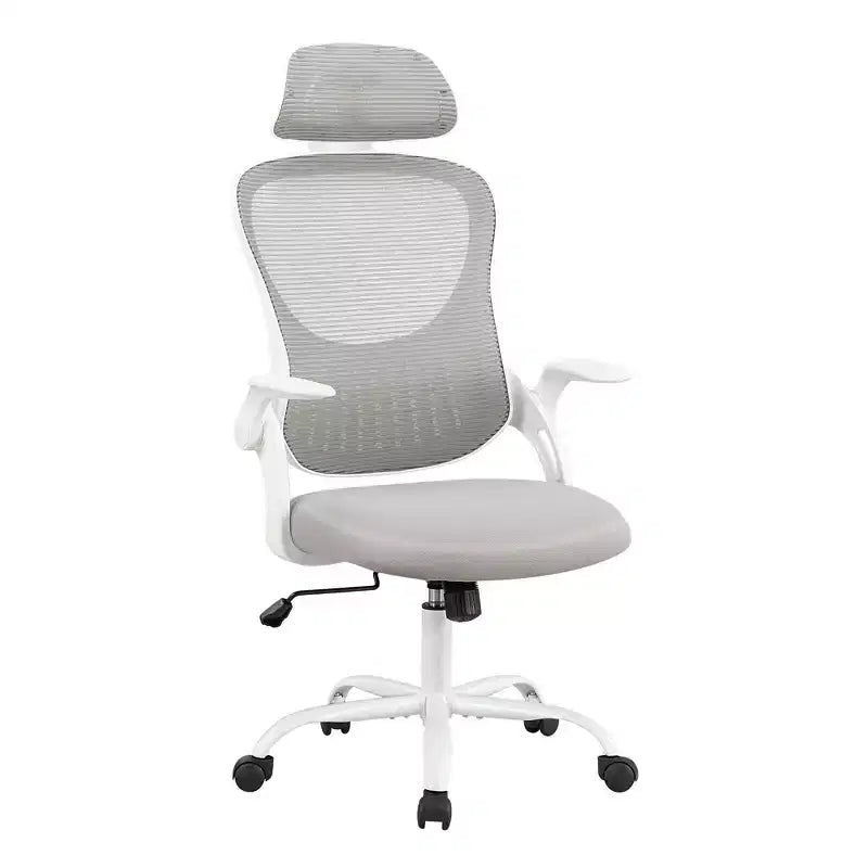 Silla de oficina ergonómica de malla de respaldo alto JIONJOY - Reposacabezas ajustable, reposabrazos abatibles, respaldo de malla transpirable, silla giratoria para el hogar y la oficina