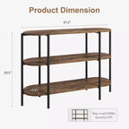 47.2 Mesa Consola, Diseño Industrial de Metal de 3 Niveles, Mesa de Entrada Funcional, Estilo Retro Rústico para Entrada, Sala de Estar, Cocina y Comedor
