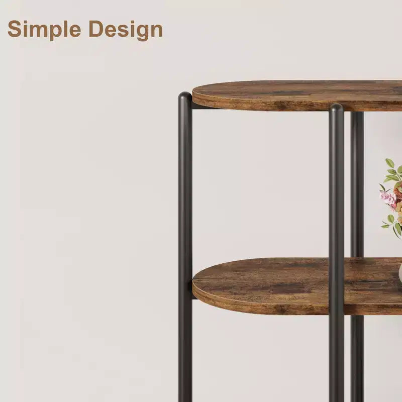 47.2 Mesa Consola, Diseño Industrial de Metal de 3 Niveles, Mesa de Entrada Funcional, Estilo Retro Rústico para Entrada, Sala de Estar, Cocina y Comedor