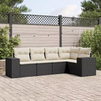 vidaXL Conjunto de sofás de jardín de ratán PE negro, modular grande
