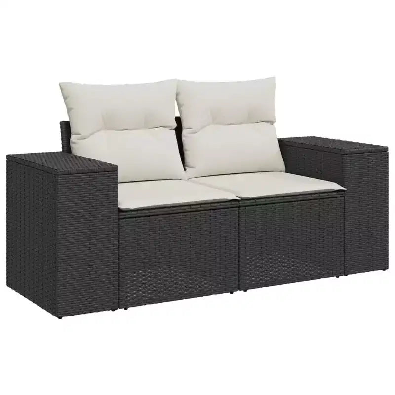 vidaXL Conjunto de sofás de jardín de ratán PE negro, modular grande