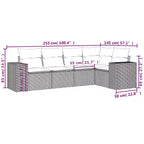 vidaXL Conjunto de sofás de jardín de ratán PE negro, modular grande