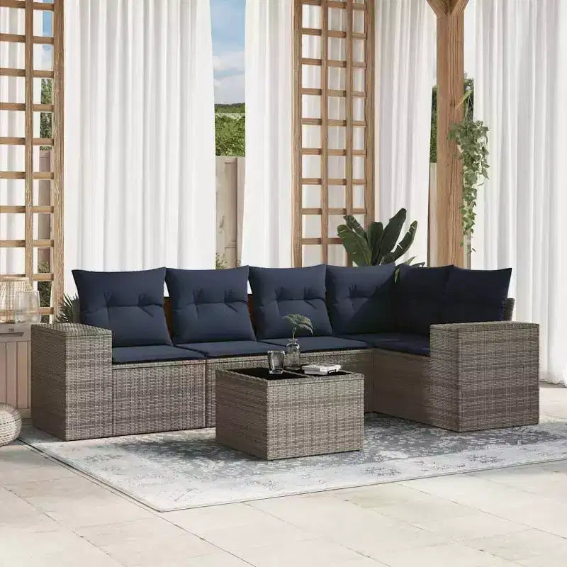 vidaXL Conjunto de Sofás de Exterior Madera Maciza de Acacia y Poliéster Natural
