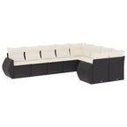 vidaXL Garden Sofa Set Black PE Rattan Large Adjustable Feet