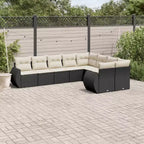 vidaXL Conjunto de Sofás de Jardín de Ratán Sintético Negro Patas Ajustables Grandes