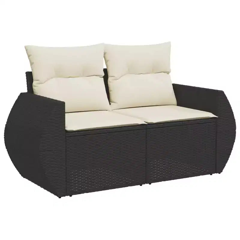 vidaXL Conjunto de Sofás de Jardín de Ratán Sintético Negro Patas Ajustables Grandes