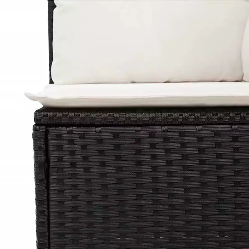 vidaXL Conjunto de Sofás de Jardín de Ratán Sintético Negro Patas Ajustables Grandes