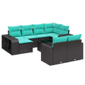 vidaXL 11 Piece Patio Sofa Set with Cushions Black Poly Rattan