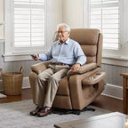 VEVOR Sillón reclinable eléctrico, motor dual, silla elevadora eléctrica ancha mediana con calor y masaje para personas mayores, ajuste de posición infinita, marrón