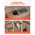 VEVOR Sillón reclinable eléctrico, motor dual, silla elevadora eléctrica ancha mediana con calor y masaje para personas mayores, ajuste de posición infinita, marrón